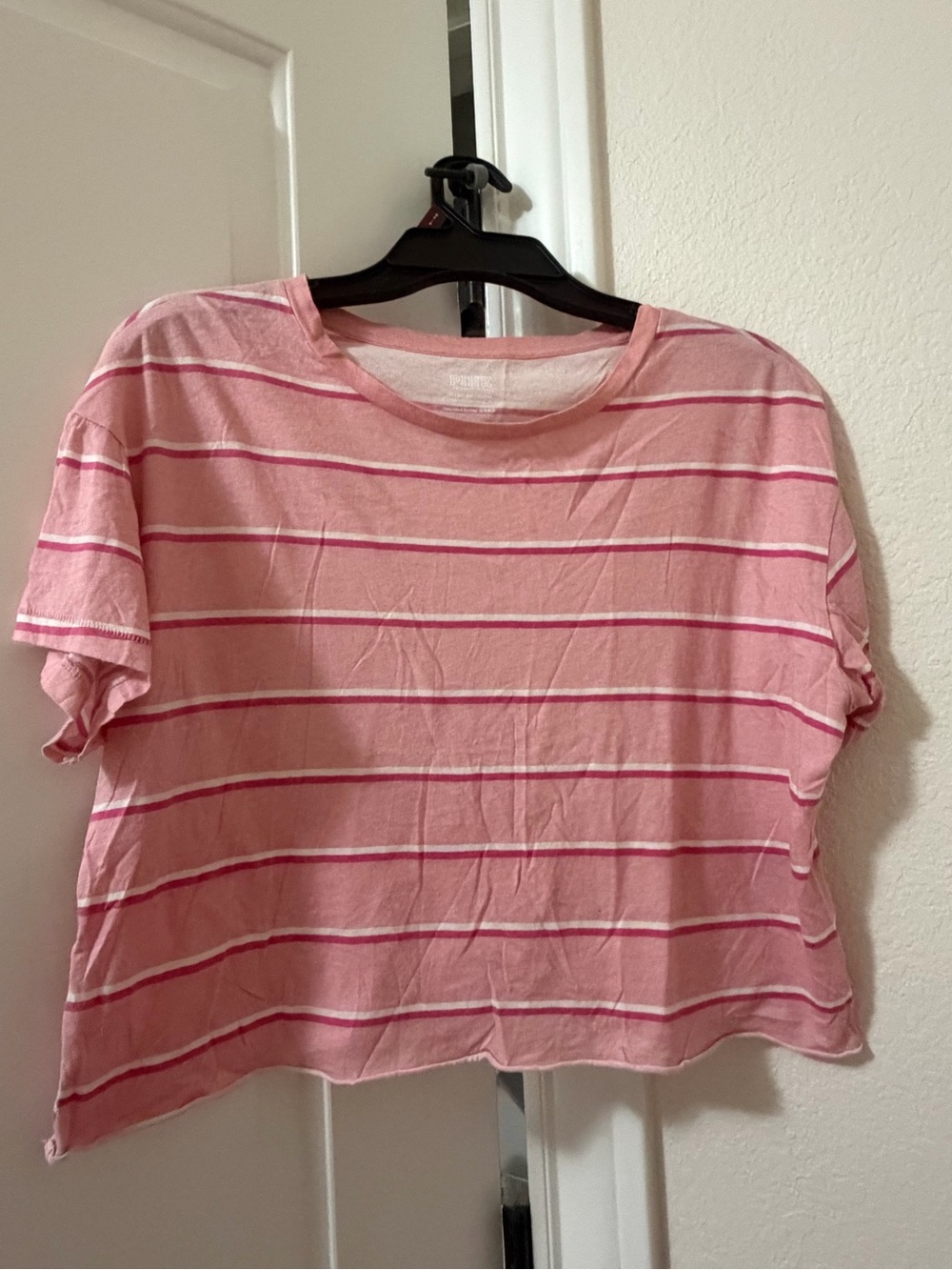 PINK Victoria's Secret Light Pink Striped Short Sleeve Tee